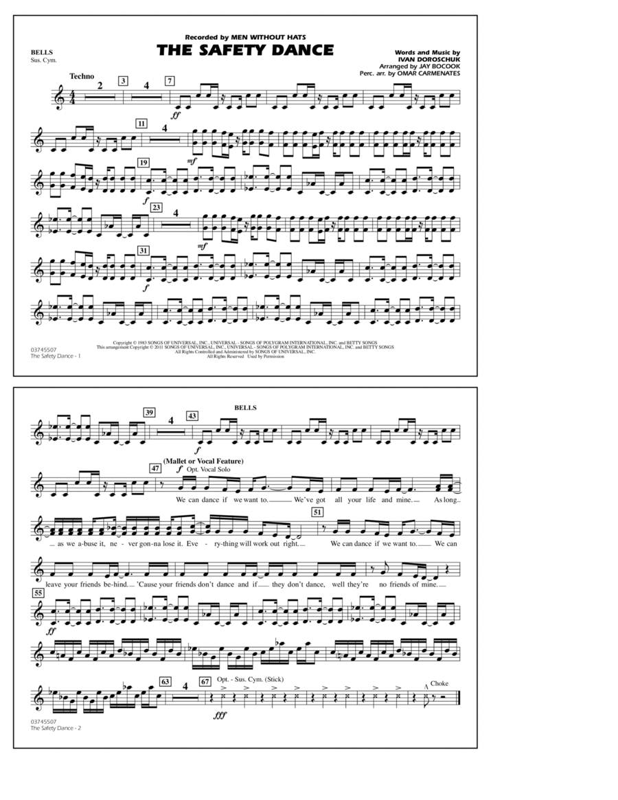 The Safety Dance - Bells Marching Band scores gallery preview page 1