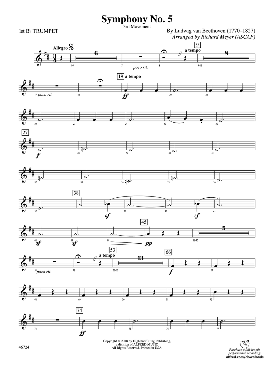 Symphony No. 5: 1st B-flat Trumpet