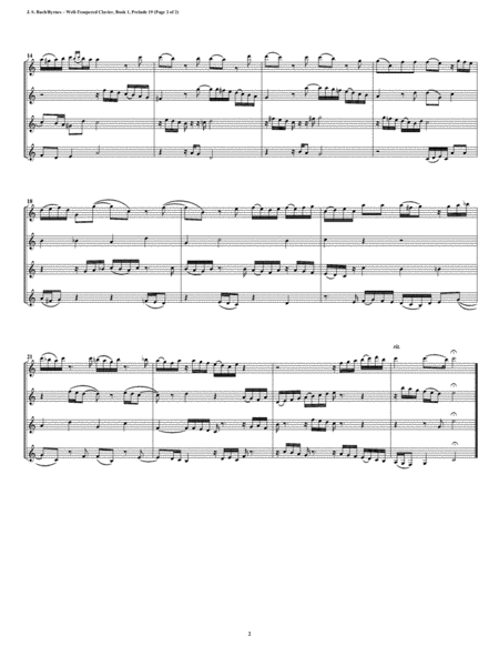 Prelude 19 from Well-Tempered Clavier, Book 1 (Clarinet Quartet) image number null