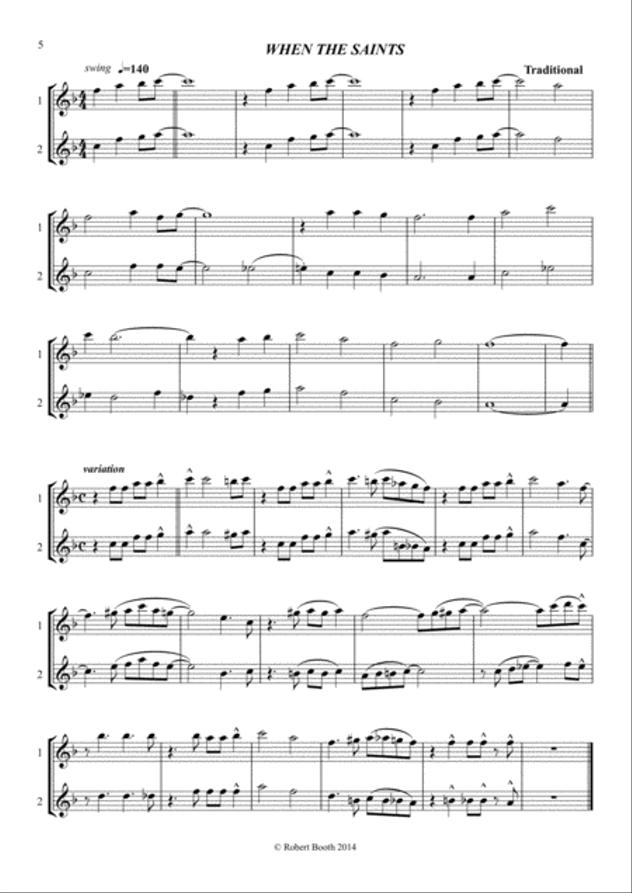 When The Saints Go Marching In (tenor sax duo and trio) Woodwind Duet scores gallery preview page 1