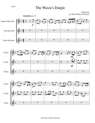 The Waxie's Dargle (The girl I left behind me) for recorder trio (soprano, alto, tenor)