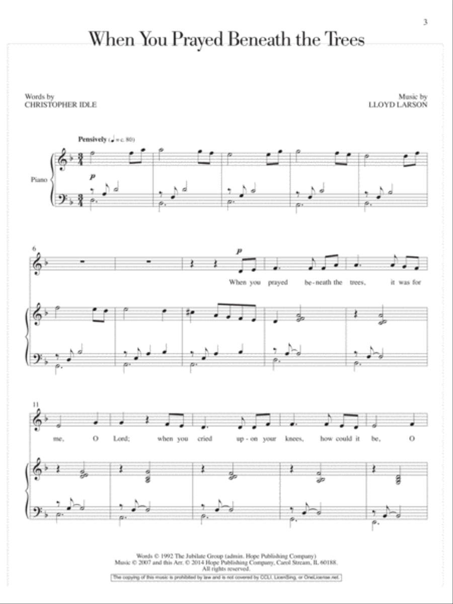 When You Prayed Beneath the Trees Medium Voice scores gallery preview page 2