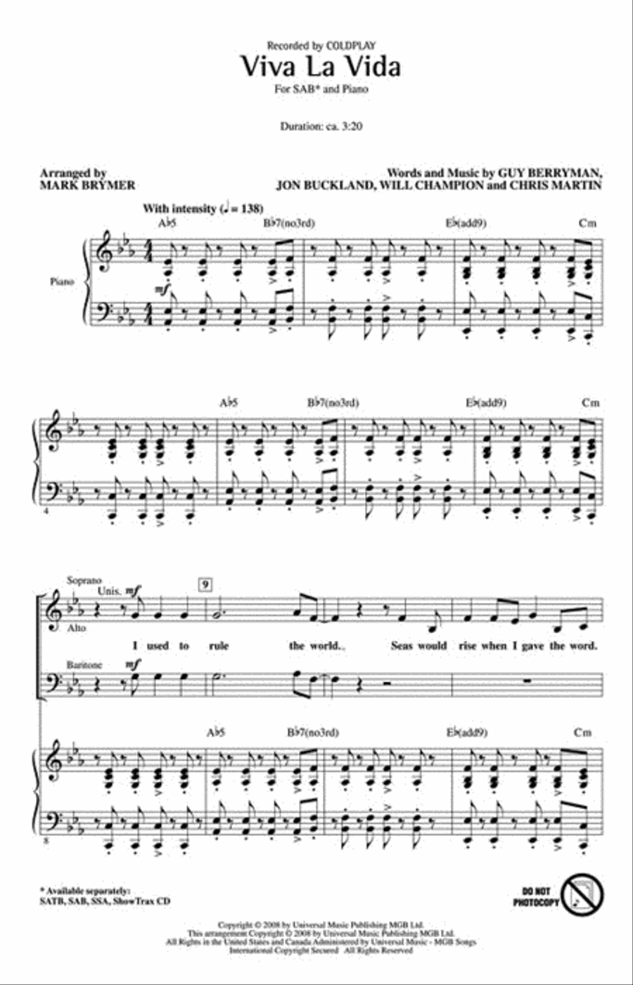 Viva La Vida 3-Part scores gallery preview page 2