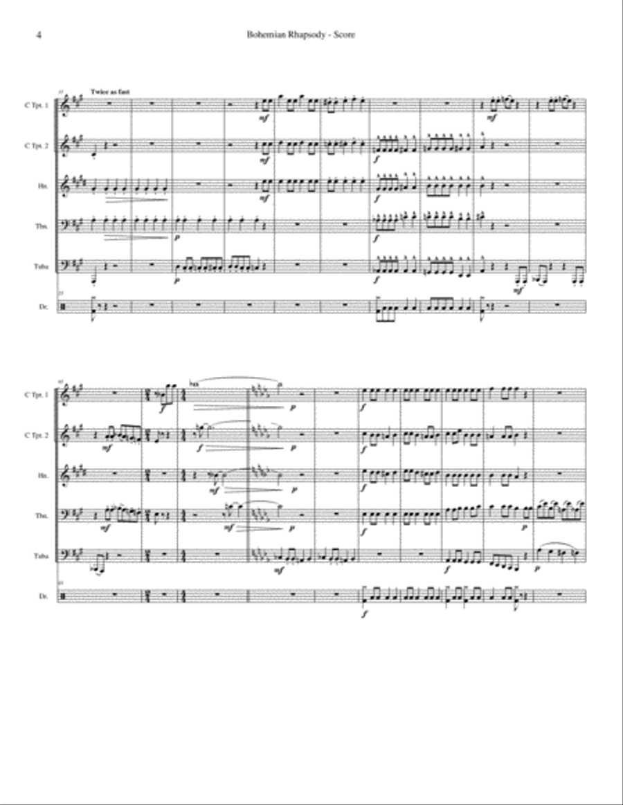 Bohemian Rhapsody Brass Ensemble scores gallery preview page 6