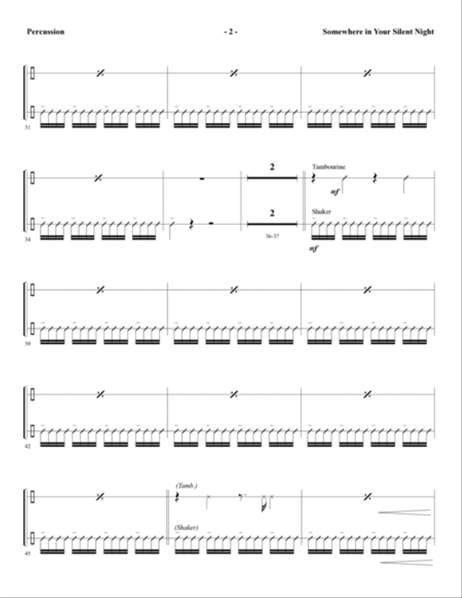 Somewhere in Your Silent Night - Percussion 1 & 2 Choir scores gallery preview page 2