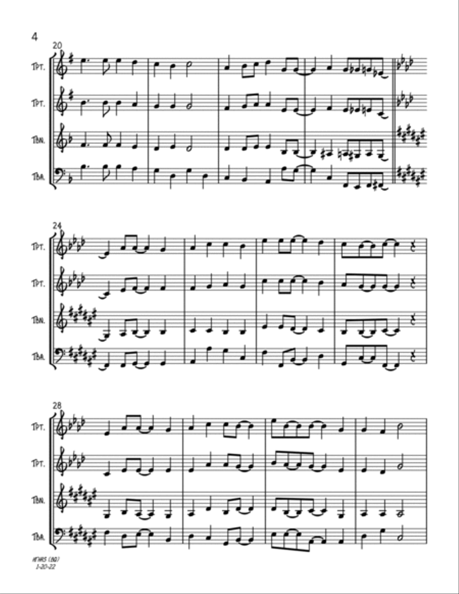 Hark! The Herald Angels Sing (Brass Quartet) Brass Quartet scores gallery preview page 4
