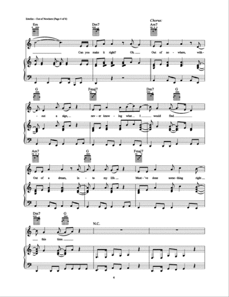 Out of Nowhere Piano, Vocal, Guitar scores gallery preview page 4
