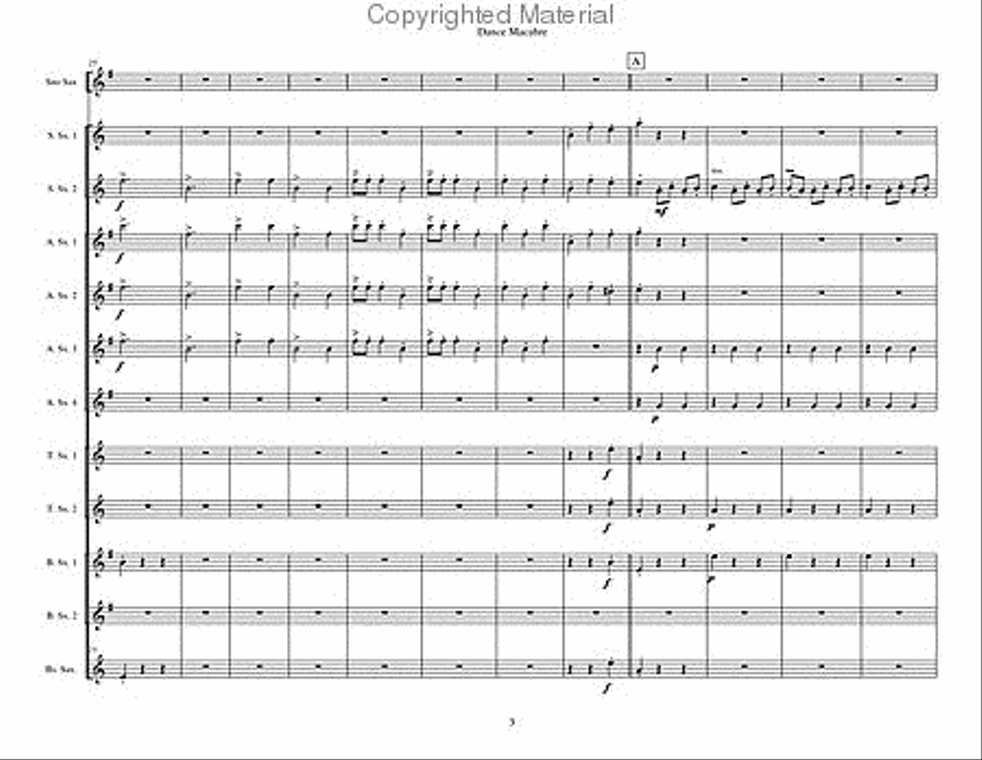 Danse Macabre Bass Saxophone scores gallery preview page 4