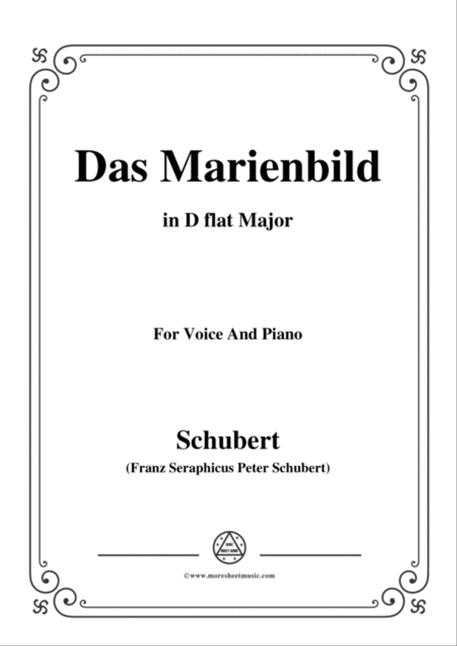 Schubert-Das Marienbild,in D flat Major,for Voice&Piano Voice scores gallery preview page 1