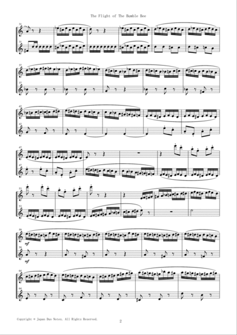 The Flight of the Bumblebee / Nikolai Rimsky-Korsakov Flute Duet scores gallery preview page 2