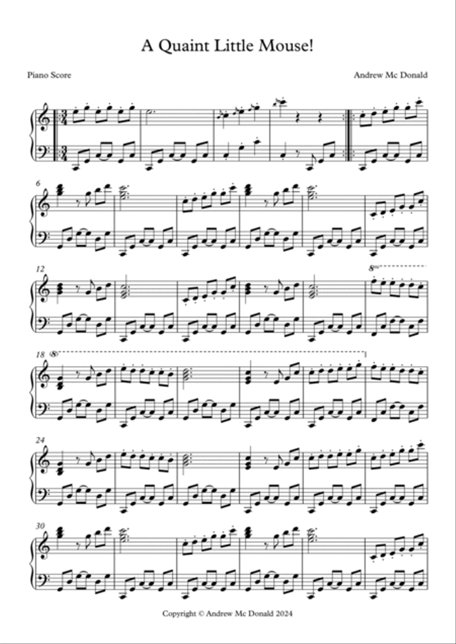 A Quaint Little Mouse! A Quaint Little Mouse! Piano Solo scores gallery preview page 2