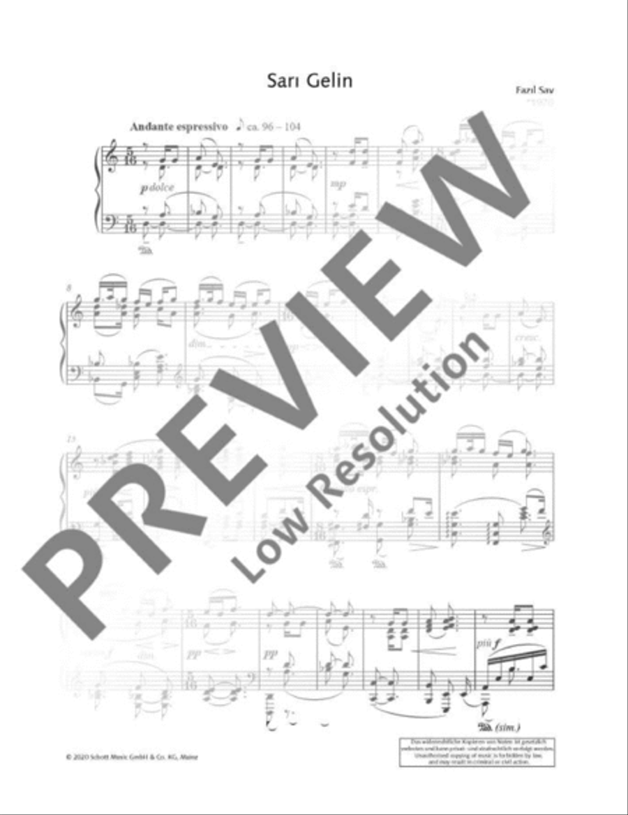 Sarı Gelin Piano Solo scores gallery preview page 6