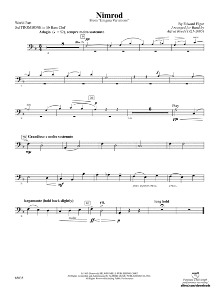 Nimrod (from Elgar's Variations): (wp) 3rd B-flat Trombone B.C.