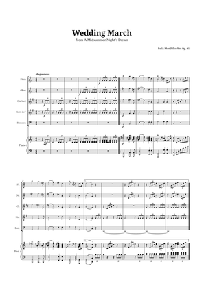 Wedding March by Mendelssohn for Woodwind Quintet and Piano