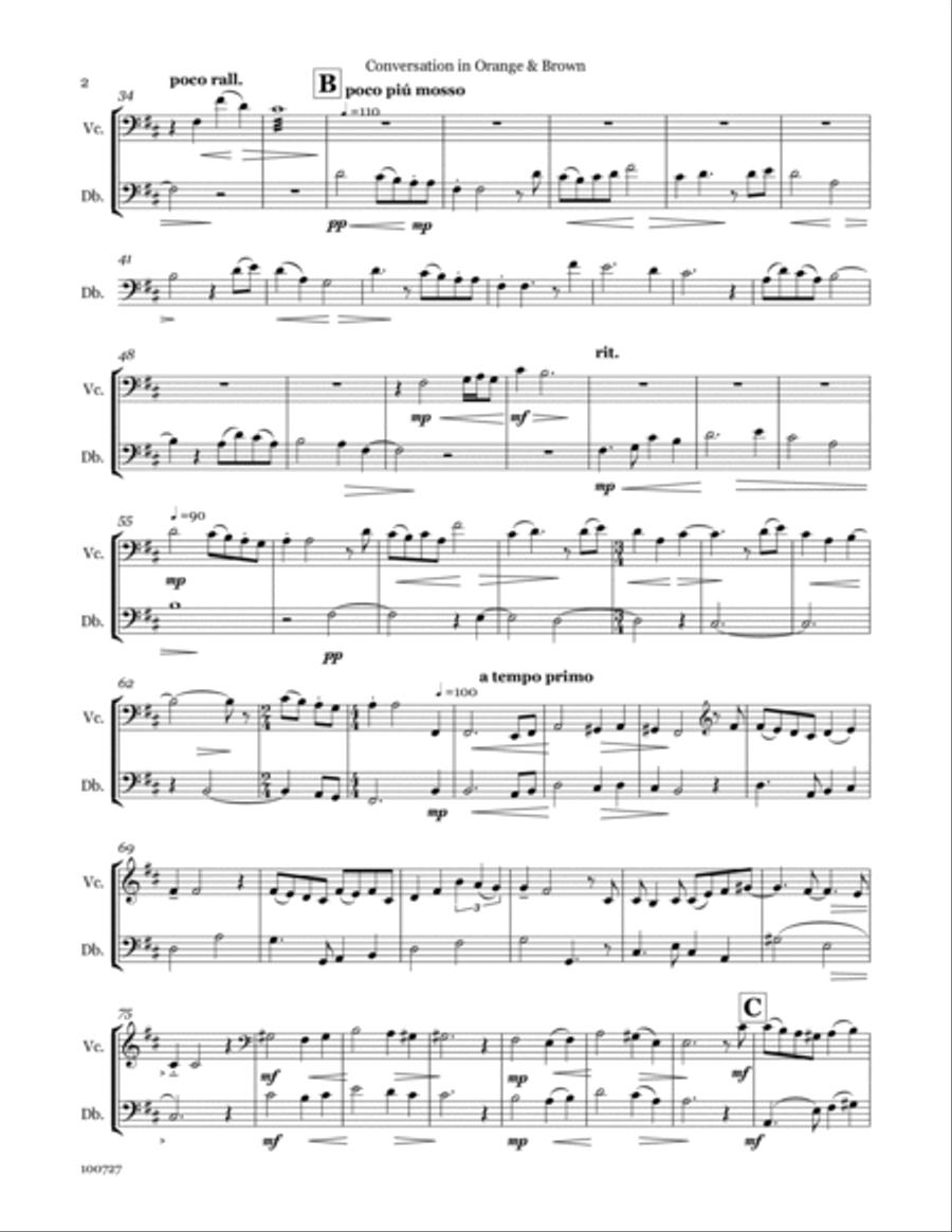 Conversation in Orange & Brown for cello & double bass String Duet scores gallery preview page 4