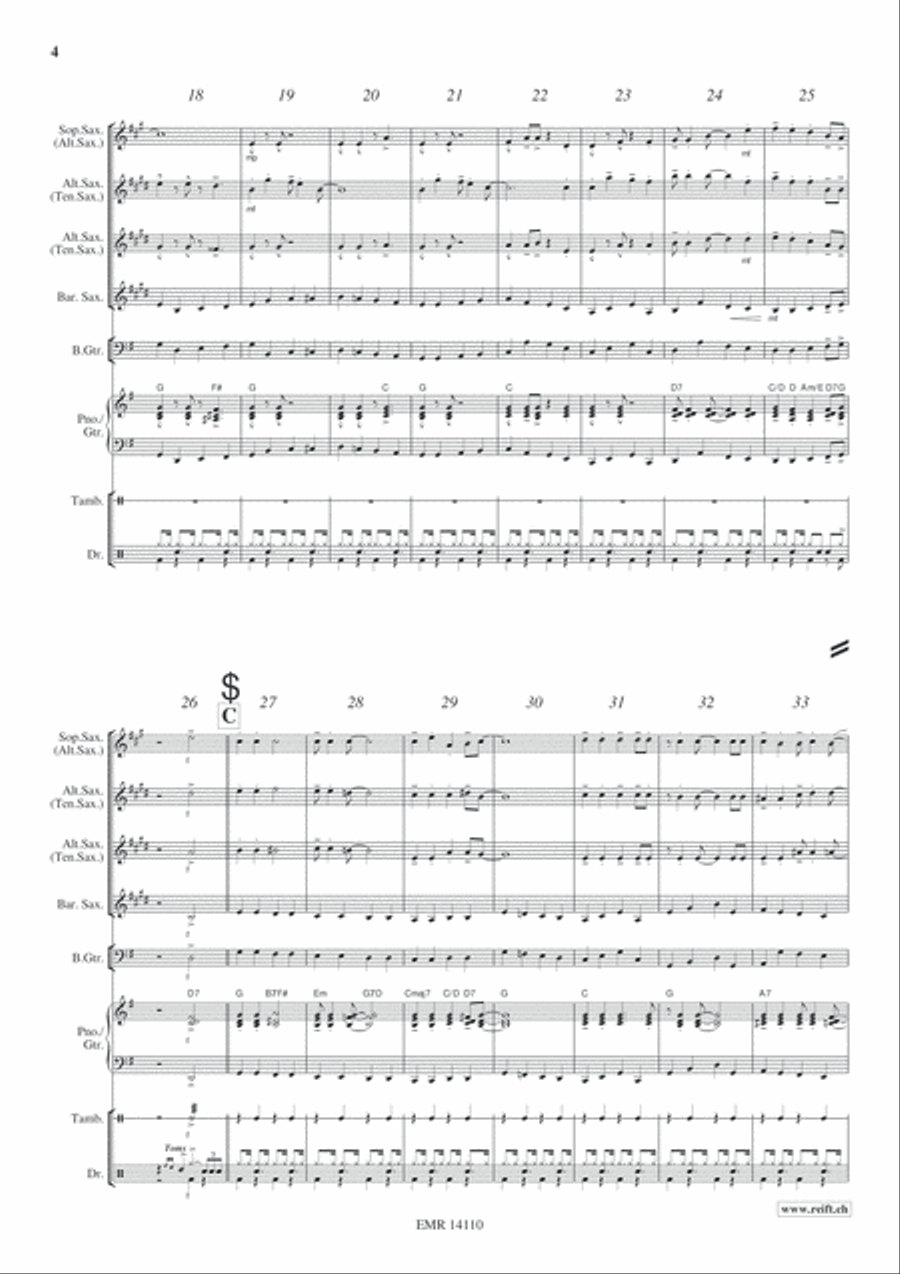 Swingle Bells Saxophone Quartet scores gallery preview page 5