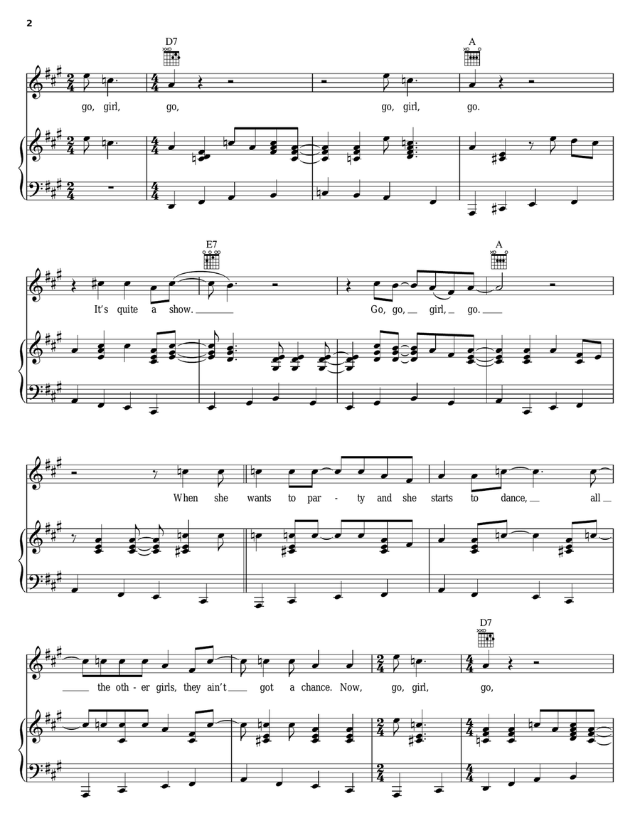 Go Girl Go Go Girl Go Piano, Vocal, Guitar scores gallery preview page 2