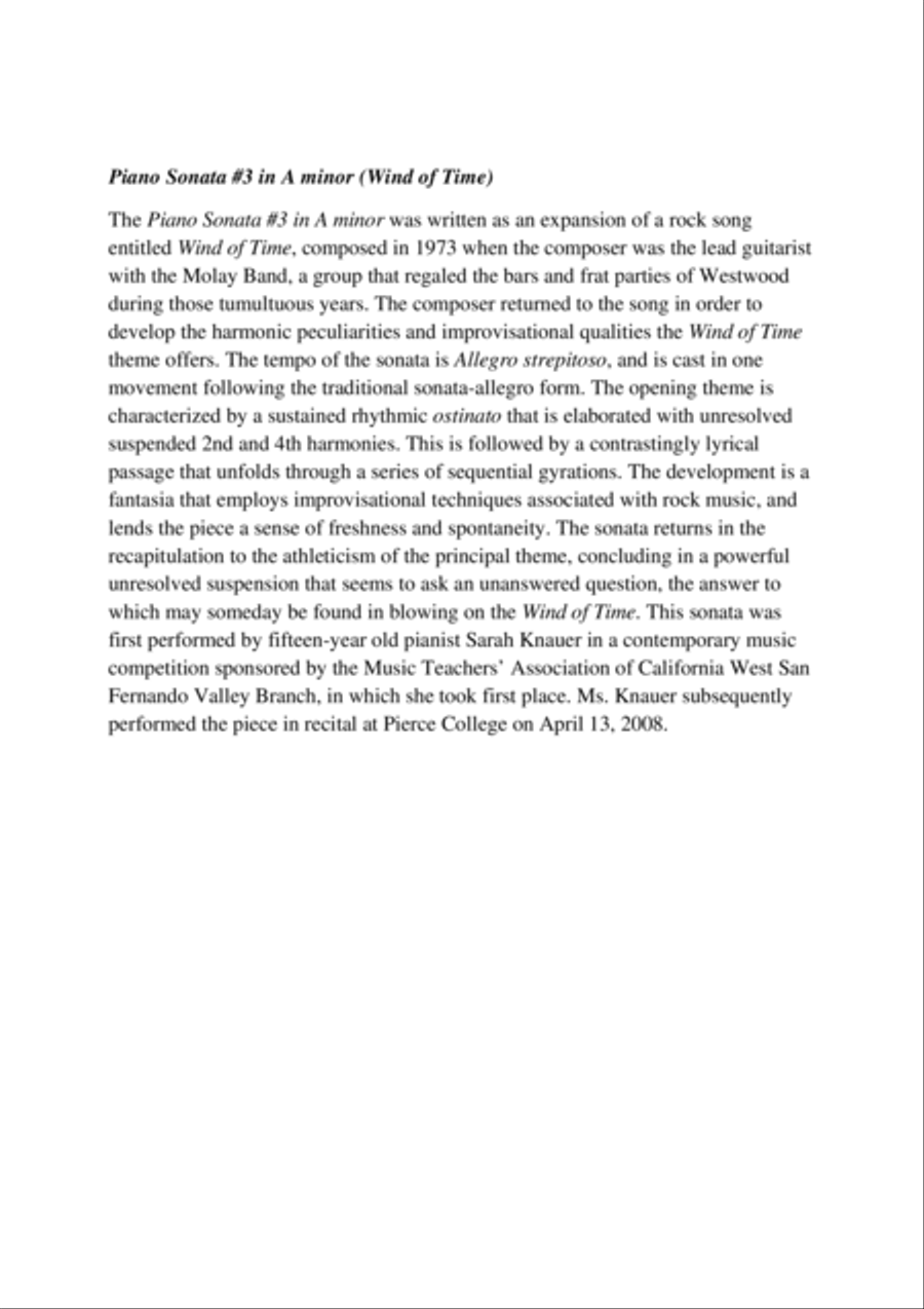 Sonata #3 in A minor (Wind of Time) Piano Solo scores gallery preview page 2