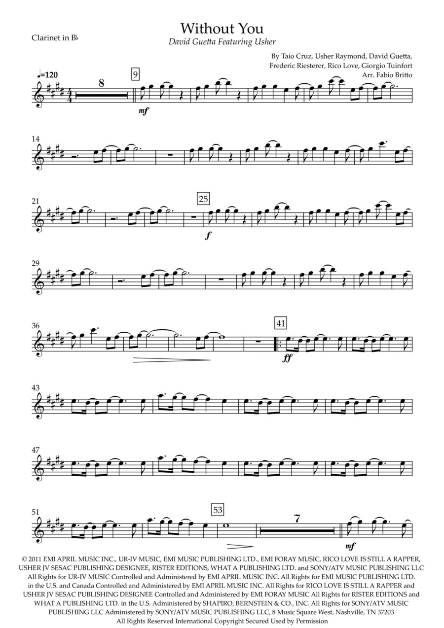 Without You Without You B-Flat Clarinet scores gallery preview page 1