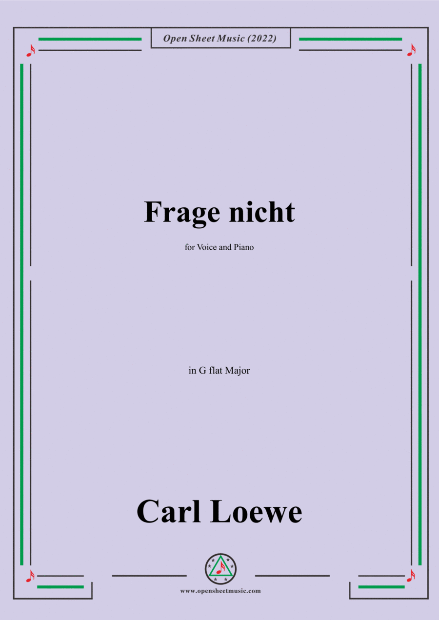 Loewe-Frage nicht,in G flat Major,for Voice and Piano Voice Solo scores gallery preview page 1