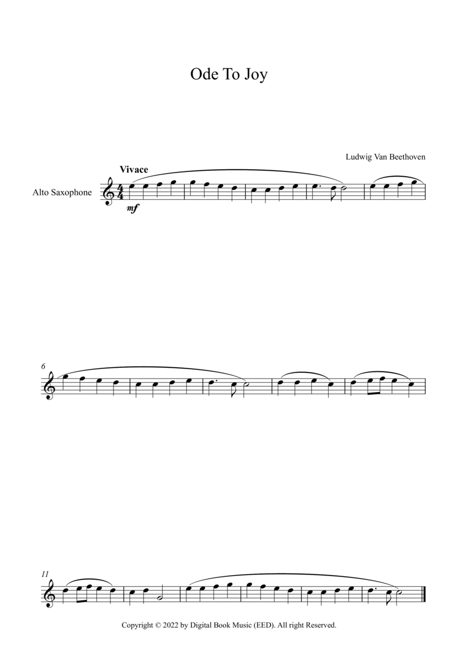 Ode To Joy - Ludwig Van Beethoven (Alto Sax) Alto Saxophone scores gallery preview page 1