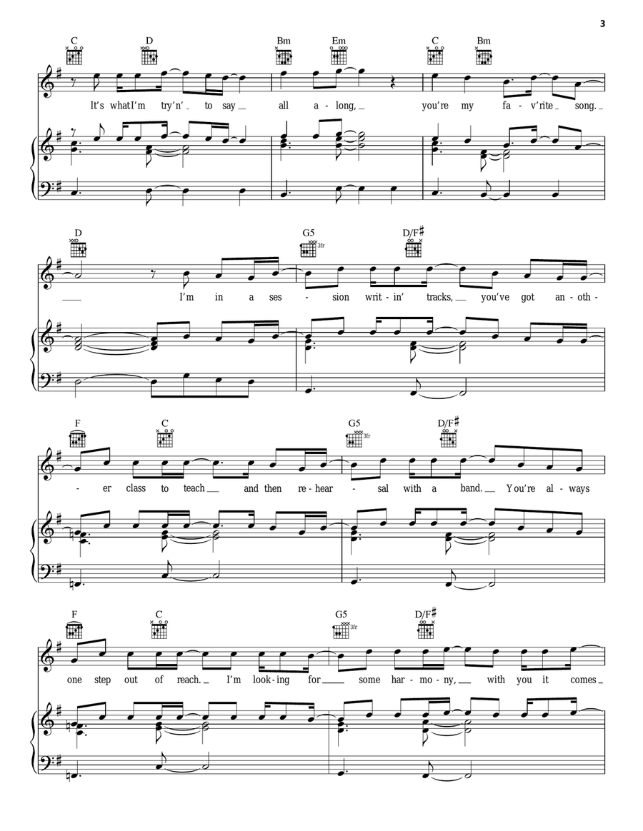 You're My Favorite Song (from Camp Rock 2) Piano, Vocal, Guitar - Digital Sheet Music page 3