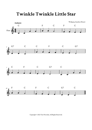 Twinkle Twinkle Little Star - Easy Flute (C Major)