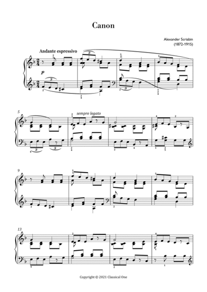 Scriabin - Canon(Easy Piano Version) image number null