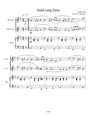 Auld Lang Syne (alto and tenor sax duet) with optional piano accompaniment