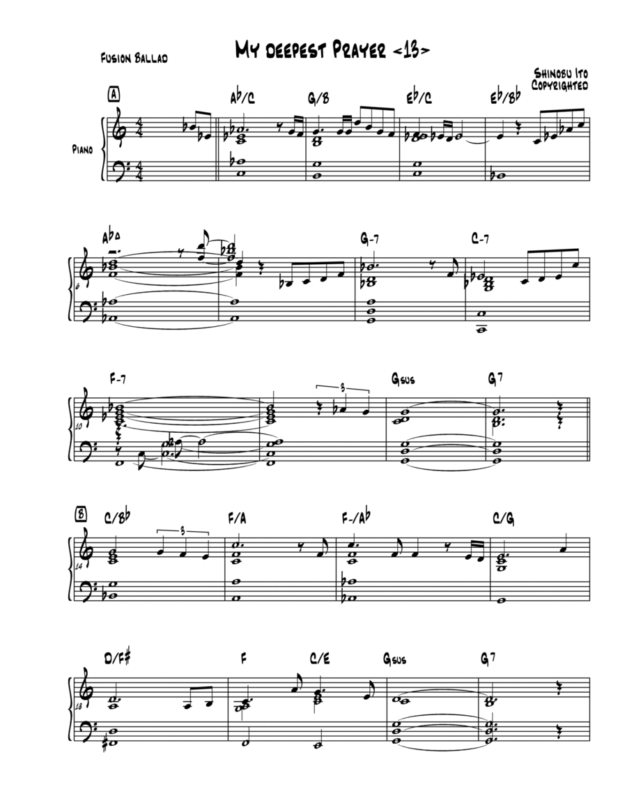 MY DEEPEST PRAYER Piano scores gallery preview page 1