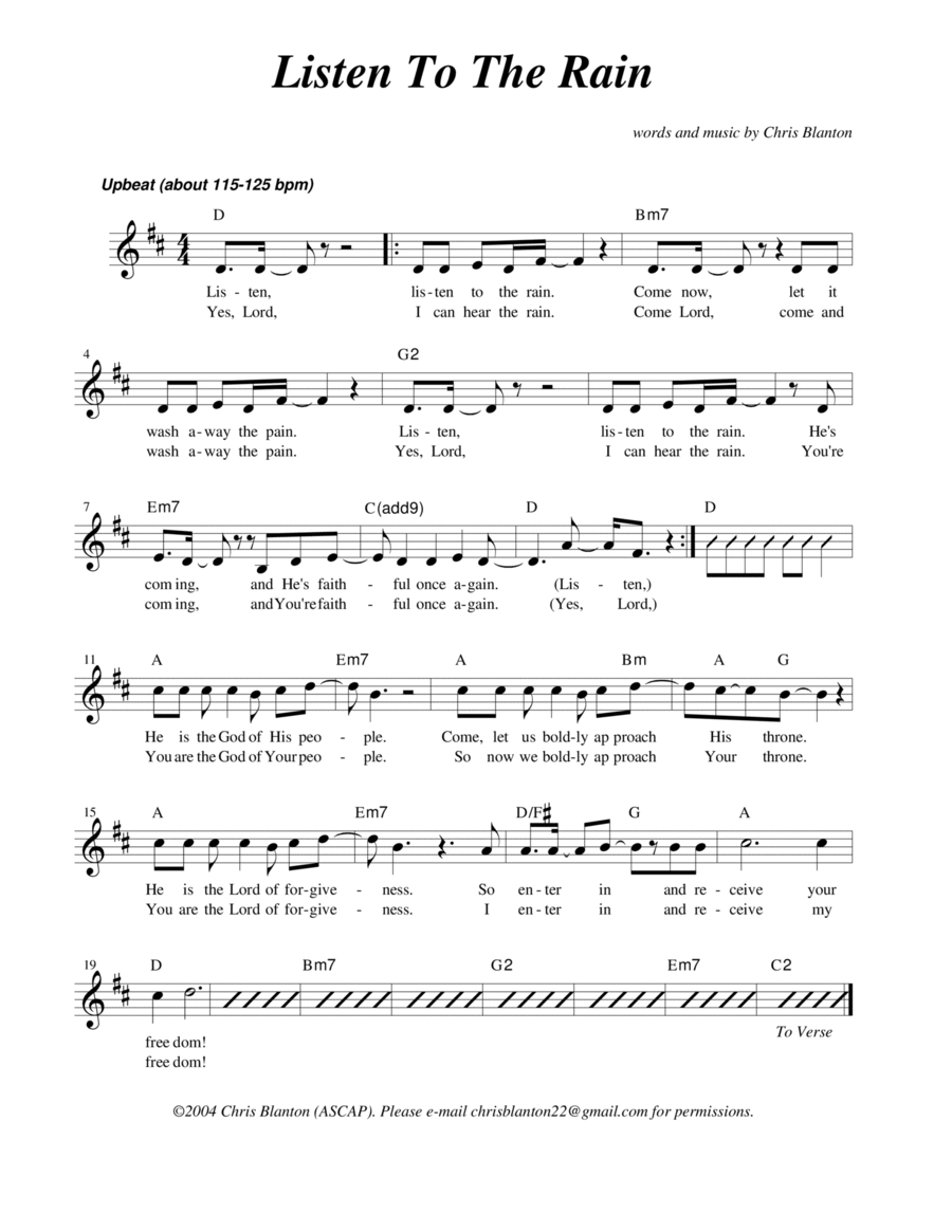 Listen To The Rain Piano scores gallery preview page 1