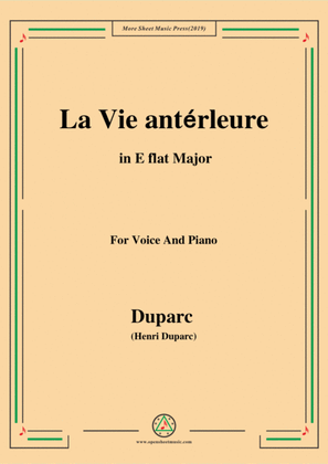 Book cover for Duparc-La Vie antérleure in E flat Major