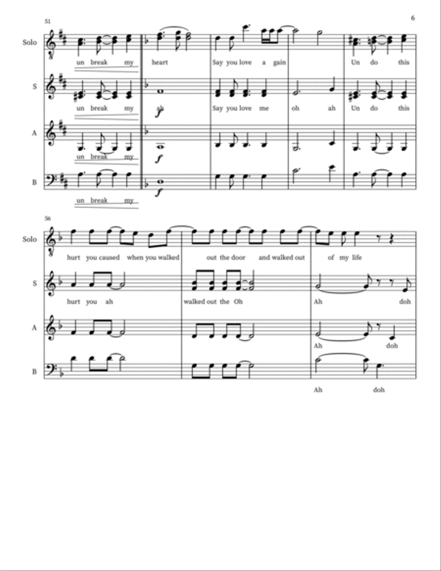 Un Break My Heart 4-Part scores gallery preview page 6