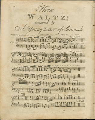 Three Waltzes, Composed by a Young Lady of Savannah