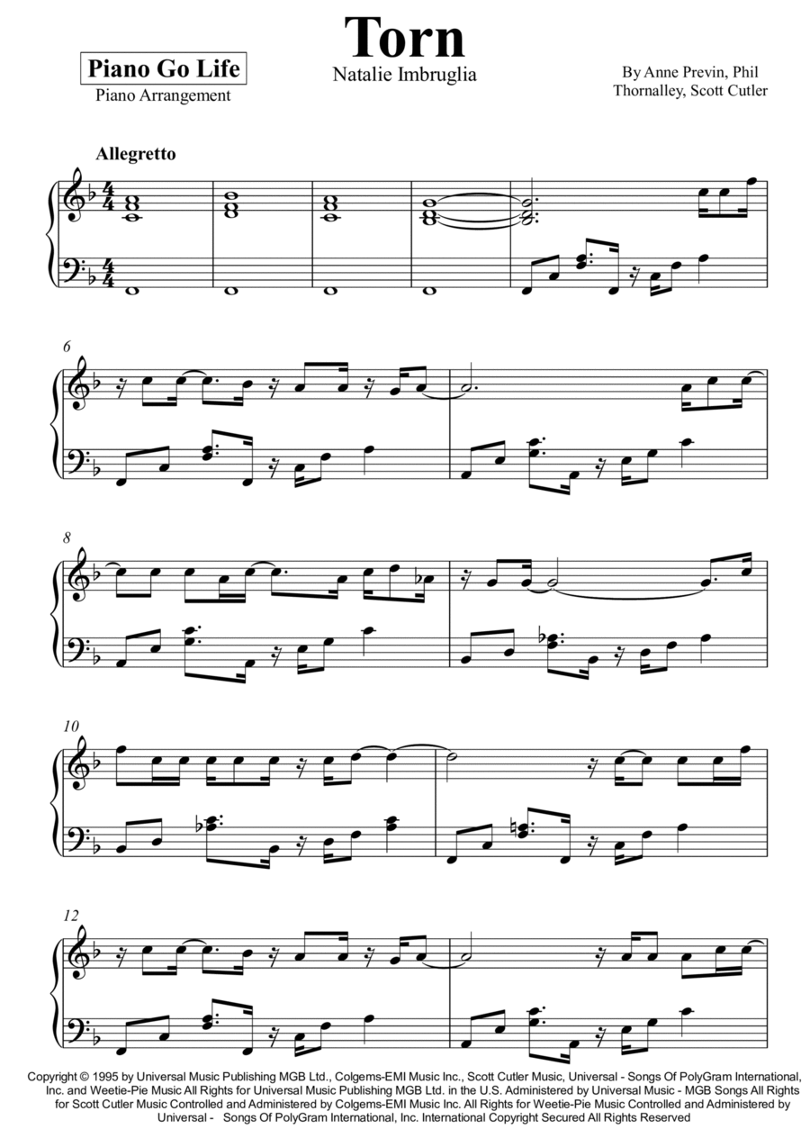Torn Piano Solo scores gallery preview page 1