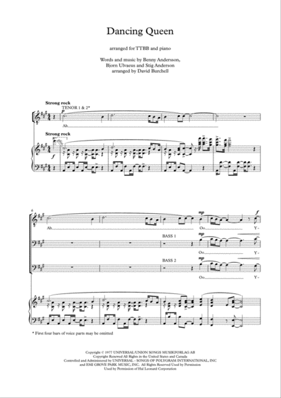 Dancing Queen TTBB scores gallery preview page 2