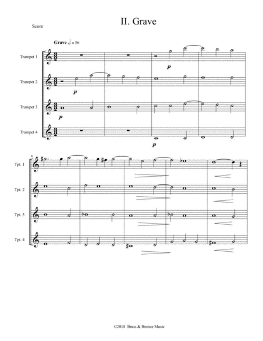 Telemann Concerto #2 for Four Trumpets (originally for 4 violins) Brass Ensemble scores gallery preview page 6