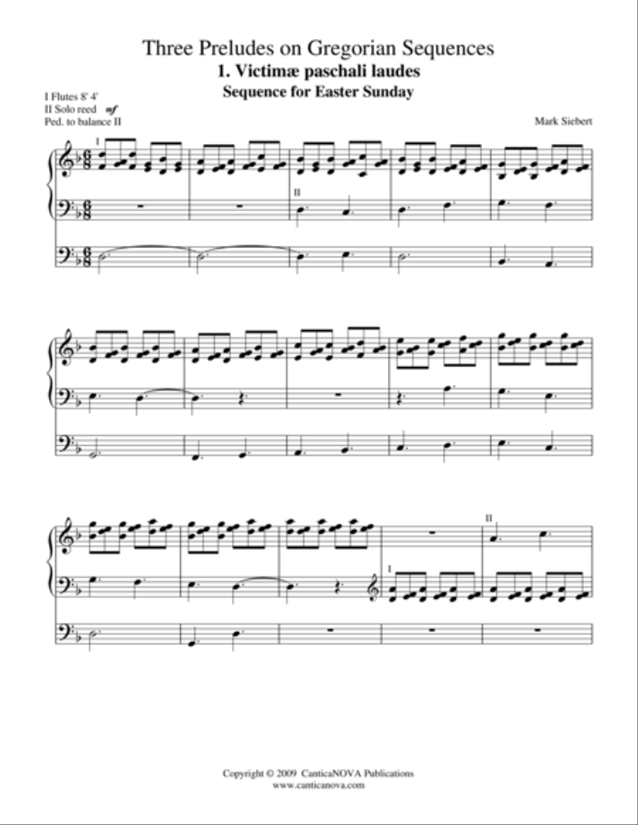 Three Preludes on Gregorian Sequences Organ scores gallery preview page 2