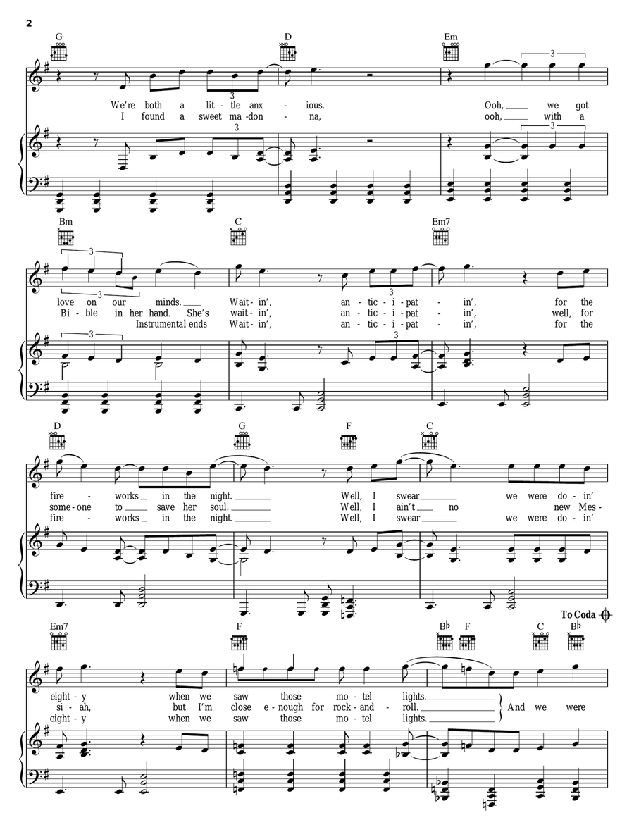 Rockin' Into The Night Piano, Vocal, Guitar scores gallery preview page 2