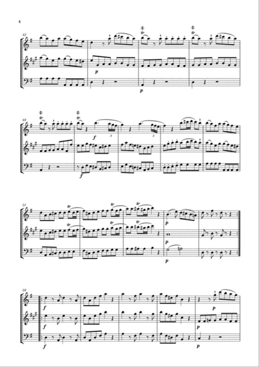 Eine Kleine Nachtmusik for Oboe, Clarinet and Bassoon Woodwind Ensemble scores gallery preview page 4