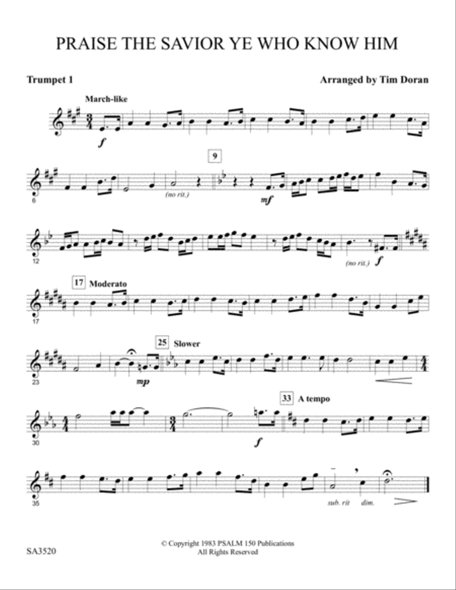 Praise The Savior, Ye Who Know Him Brass Quintet scores gallery preview page 5