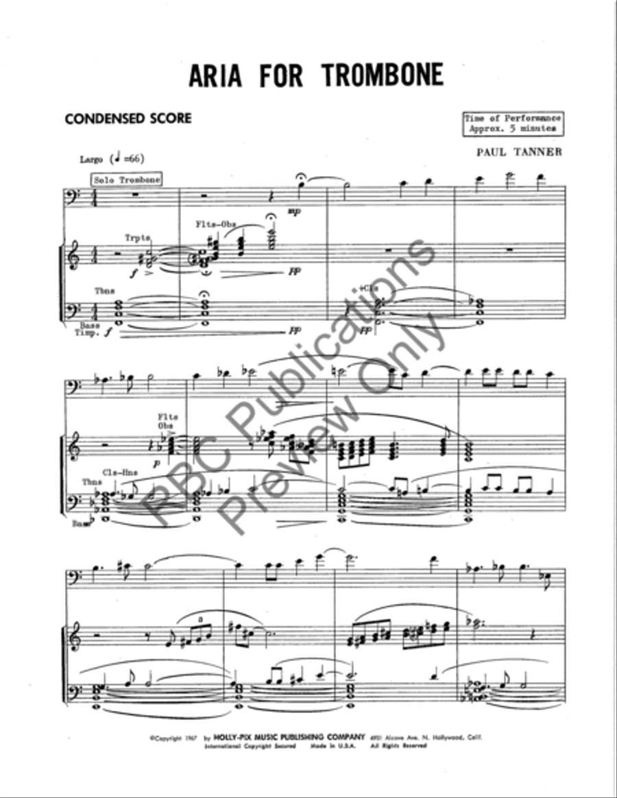 Aria For Trombone Aria For Trombone Concert Band scores gallery preview page 4
