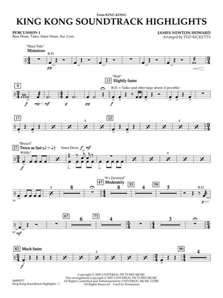 King Kong (Soundtrack Highlights) (arr. Ted Ricketts) - Percussion 1