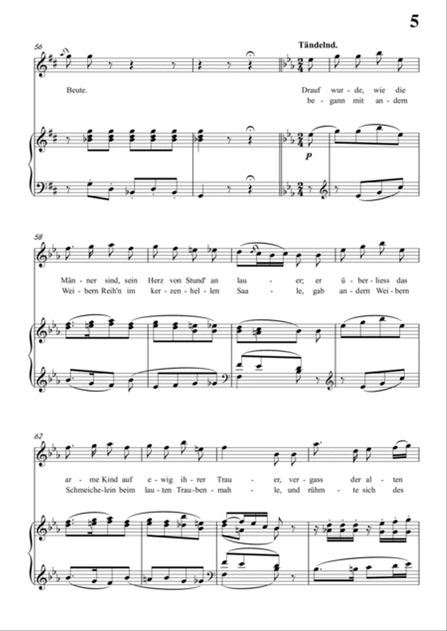 Schubert-Die Nonne in D D.208,for Vocal and Piano Voice scores gallery preview page 6
