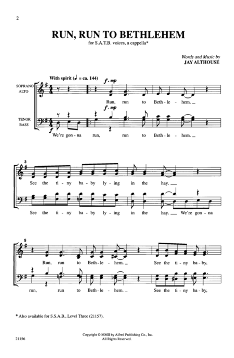 Run, Run to Bethlehem 4-Part scores gallery preview page 2