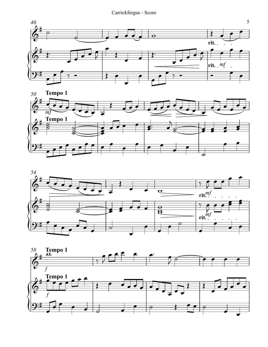 Carrickfergus for Violin & Harp String Duet scores gallery preview page 5