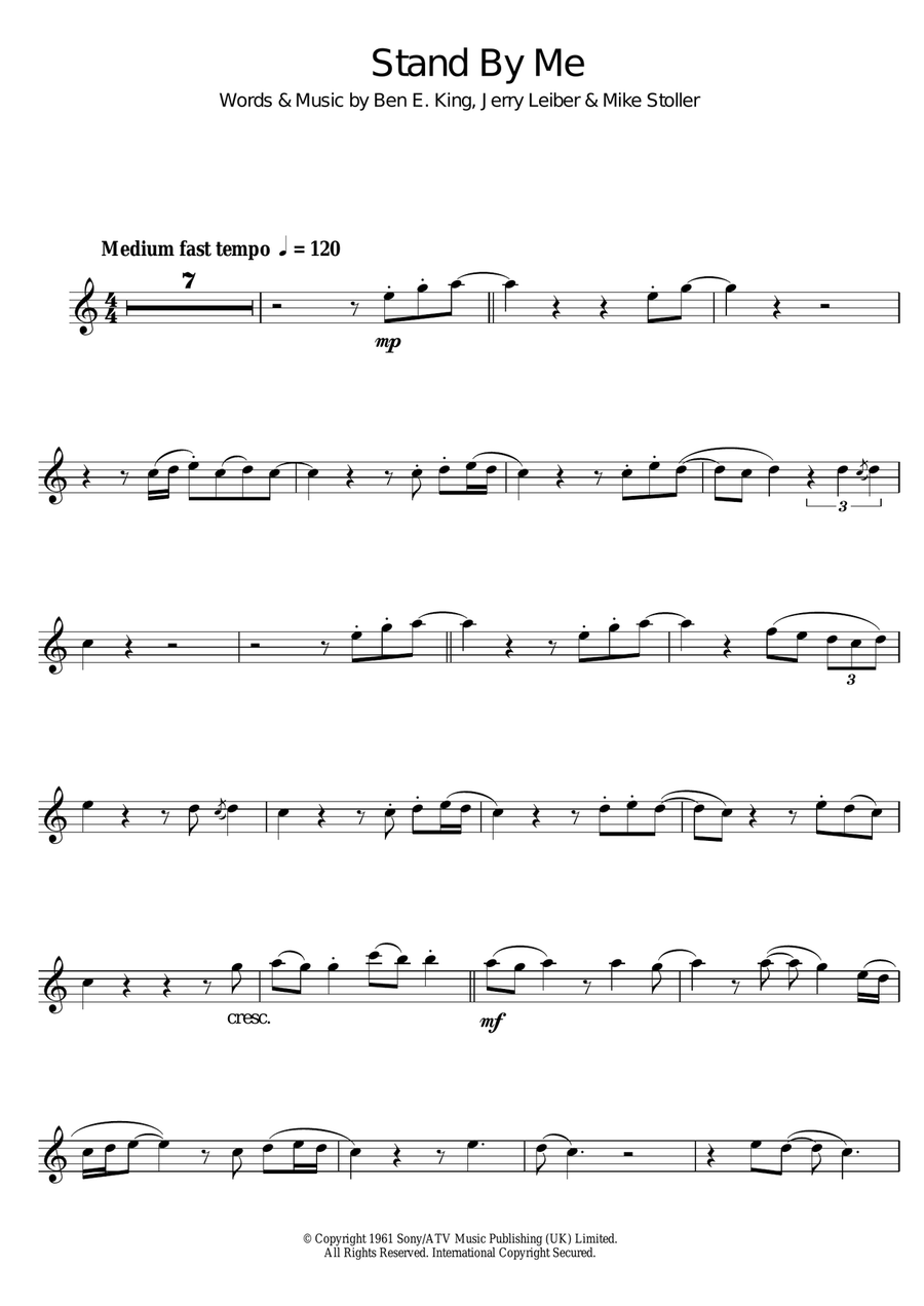 Stand By Me Stand By Me Tenor Saxophone scores gallery preview page 1
