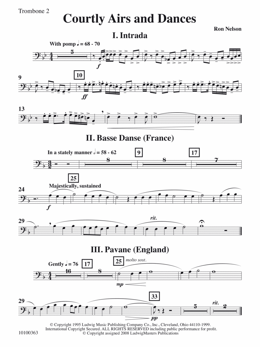 Courtly Airs and Dances - Trombone 2 Concert Band scores gallery preview page 1