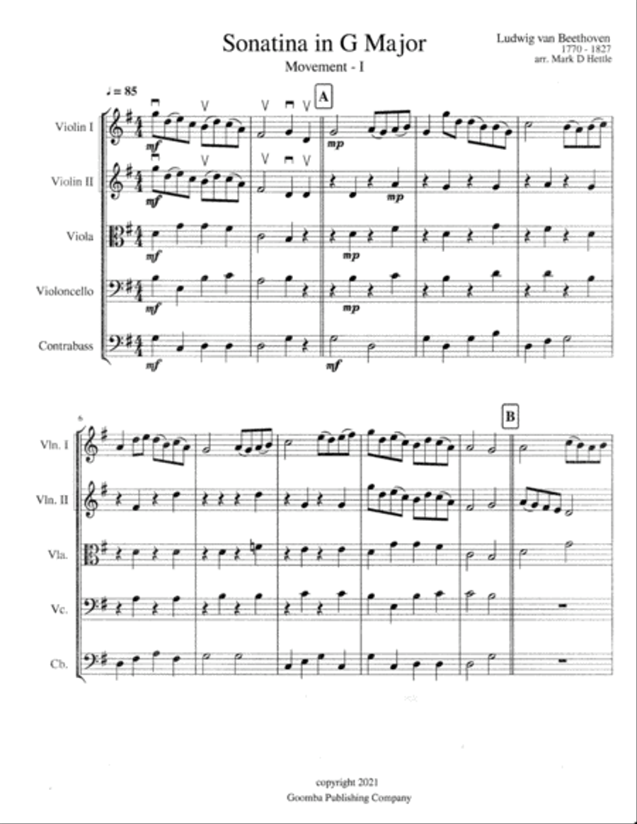 Sonatina in G Major String Orchestra scores gallery preview page 3