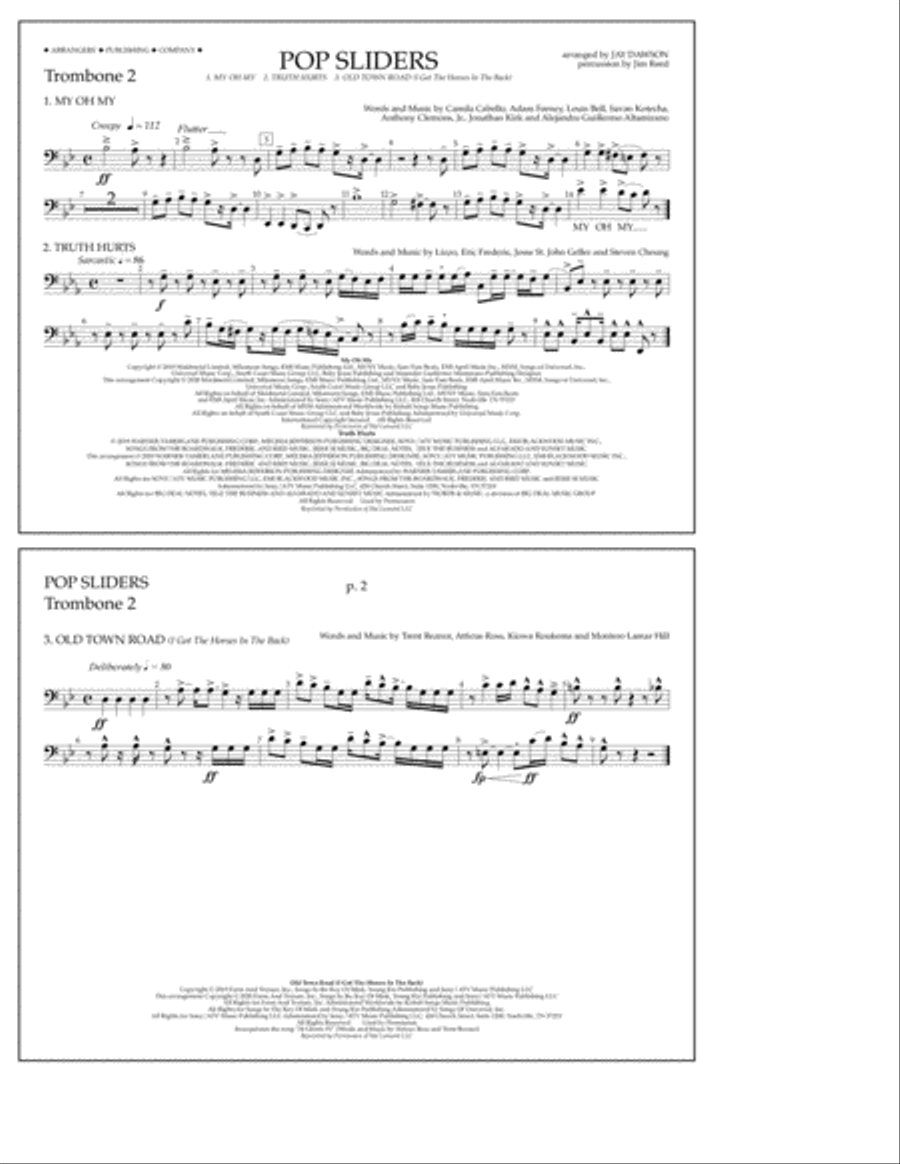 Pop Sliders - Trombone 2 Marching Band scores gallery preview page 1